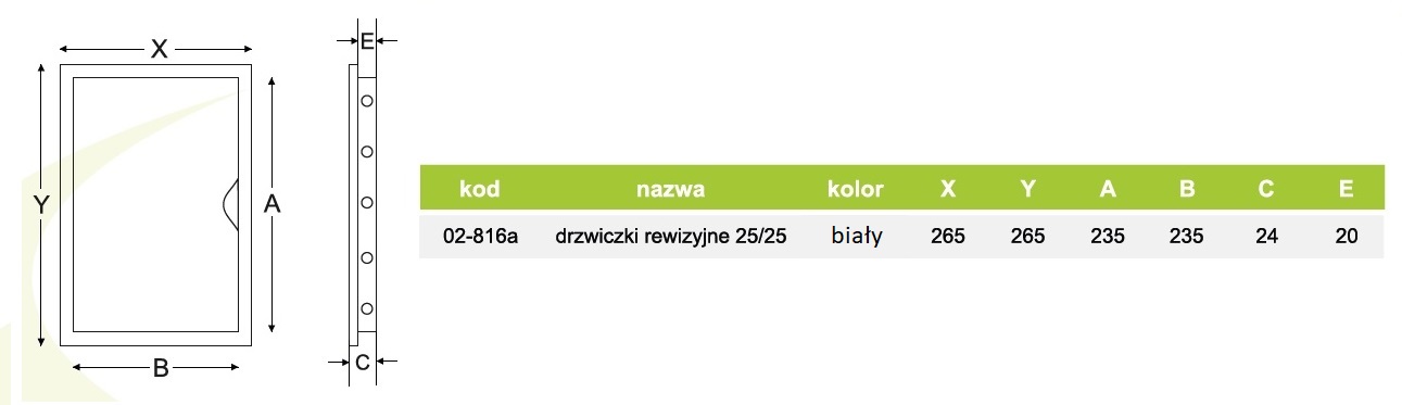 Drzwiczki rewizyjne rysunek techniczny wymiarowanie